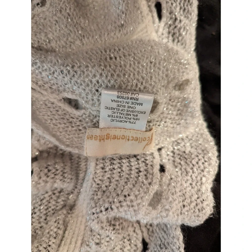 Collections 18 eighteen white‎ sparkle ruffle knit womens neck scarf 8